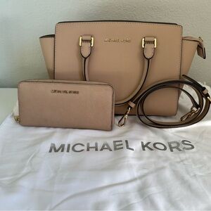 Michael Kors Beige Satchel and Wallet Set